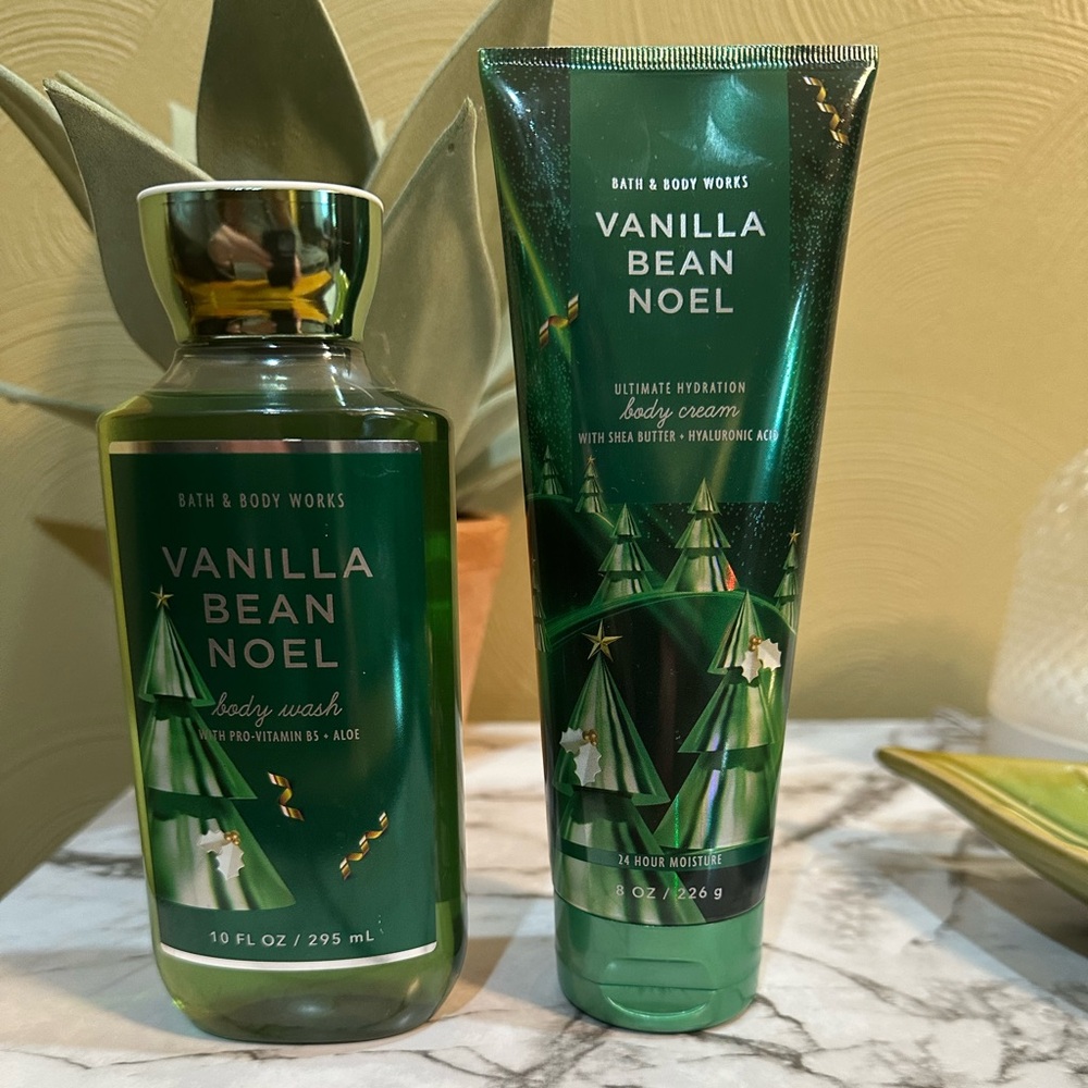 Set of 2 BATH & BODY WORKS Vanilla Bean Noel Shower Gel & Hydration Body Cream